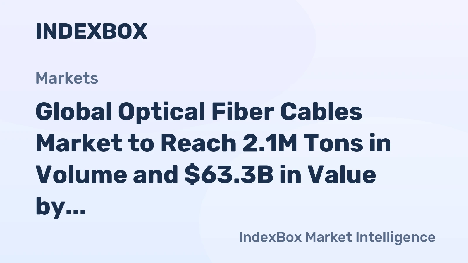 Global Optical Fiber Cables Market to Reach 2.1M Tons in Volume and $63.3B in Value by 2035