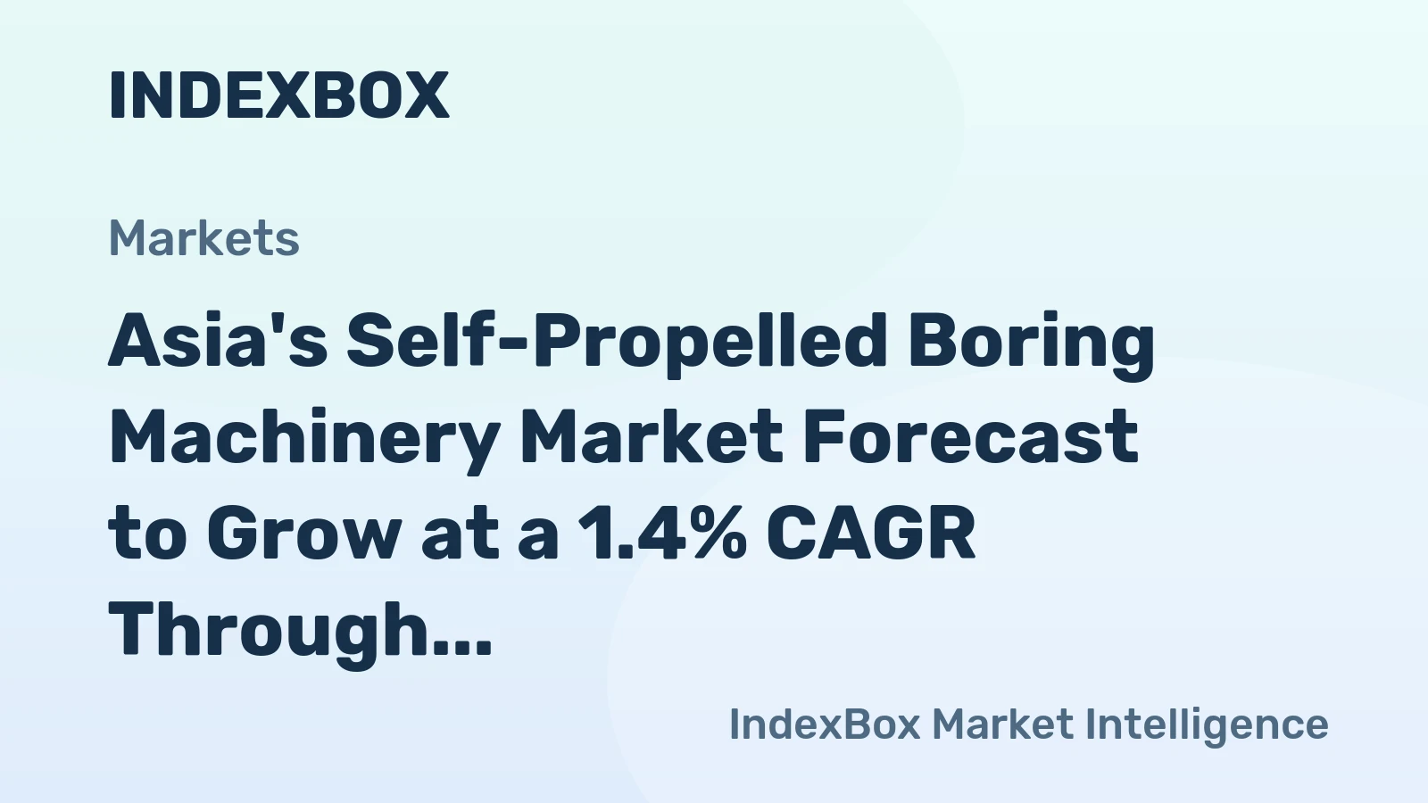 Asia's Self-Propelled Boring Machinery Market Forecast to Grow at a 1.4% CAGR Through 2035