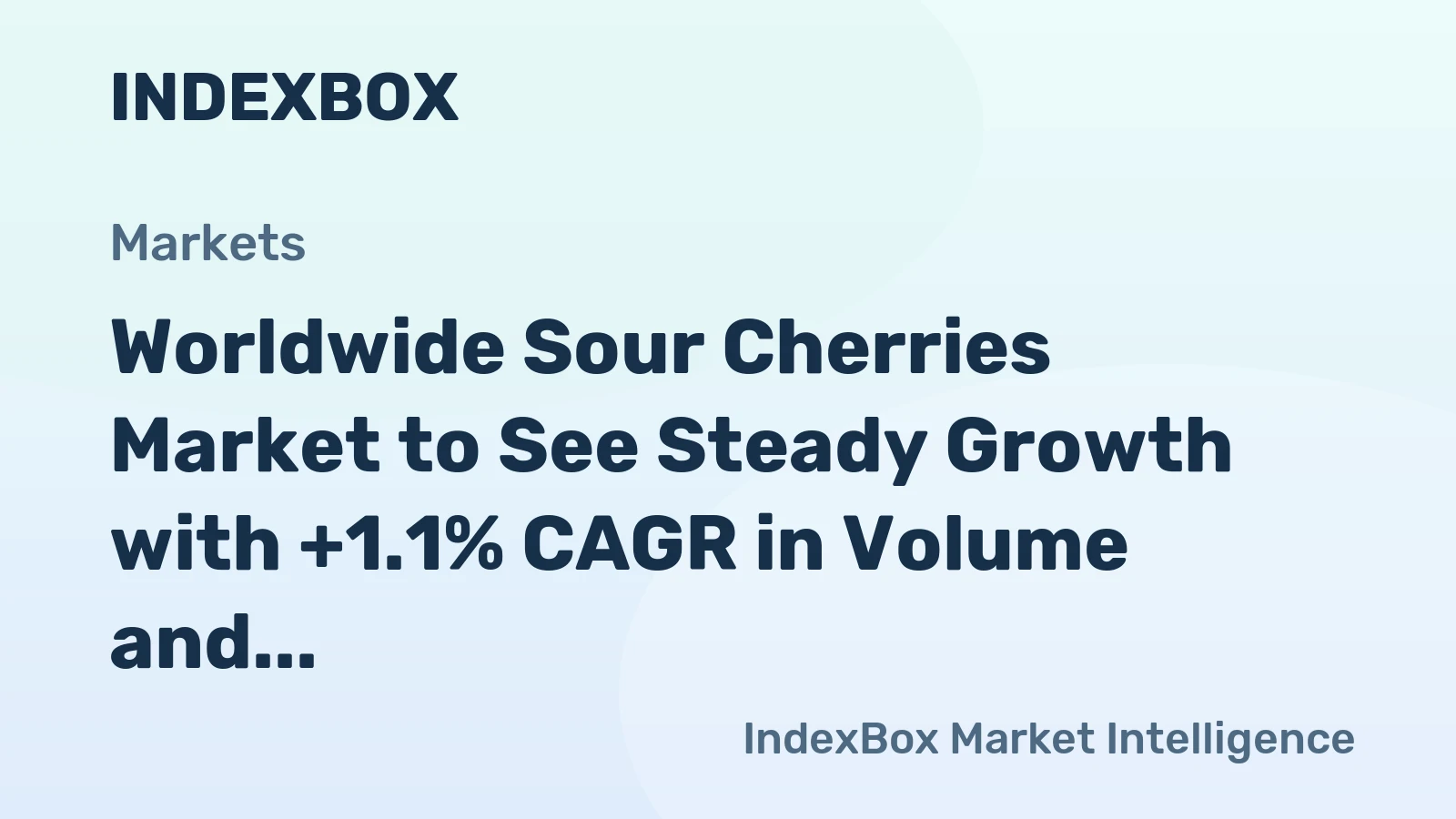 Worldwide Sour Cherries Market to See Steady Growth with +1.1% CAGR in Volume and +3.7% CAGR in Value from 2024 to 2035