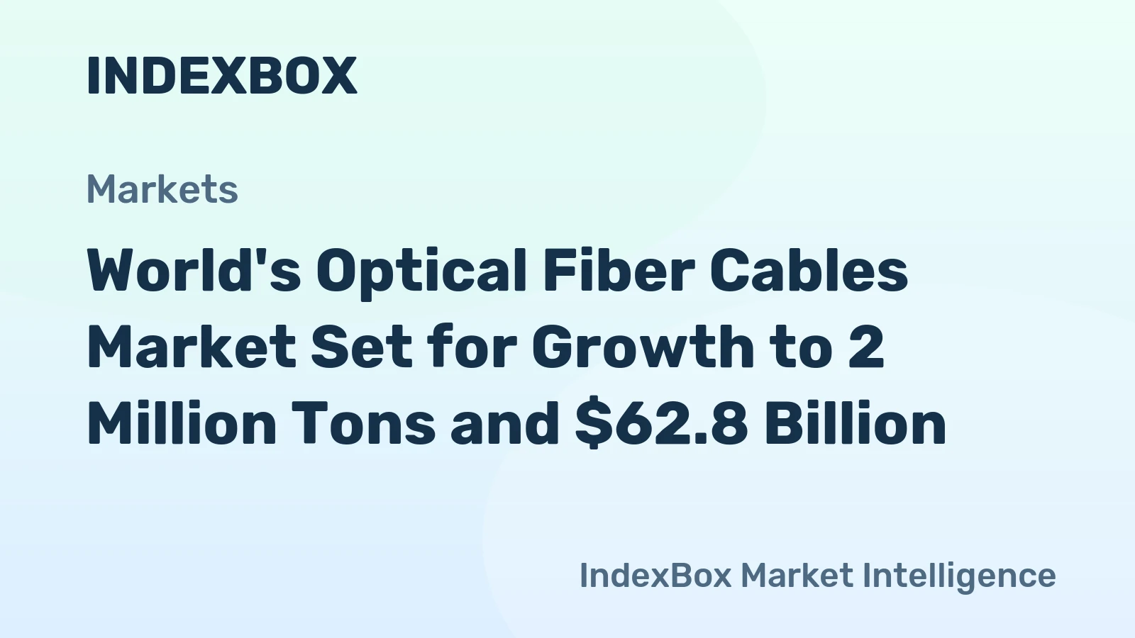 World's Optical Fiber Cables Market Set for Growth to 2 Million Tons and $62.8 Billion