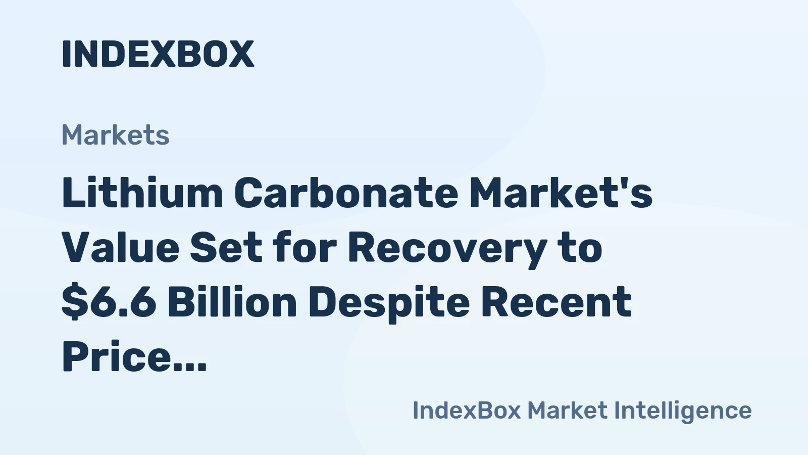 Lithium Carbonate Market's Value Set for Recovery to $6.6 Billion Despite Recent Price Volatility