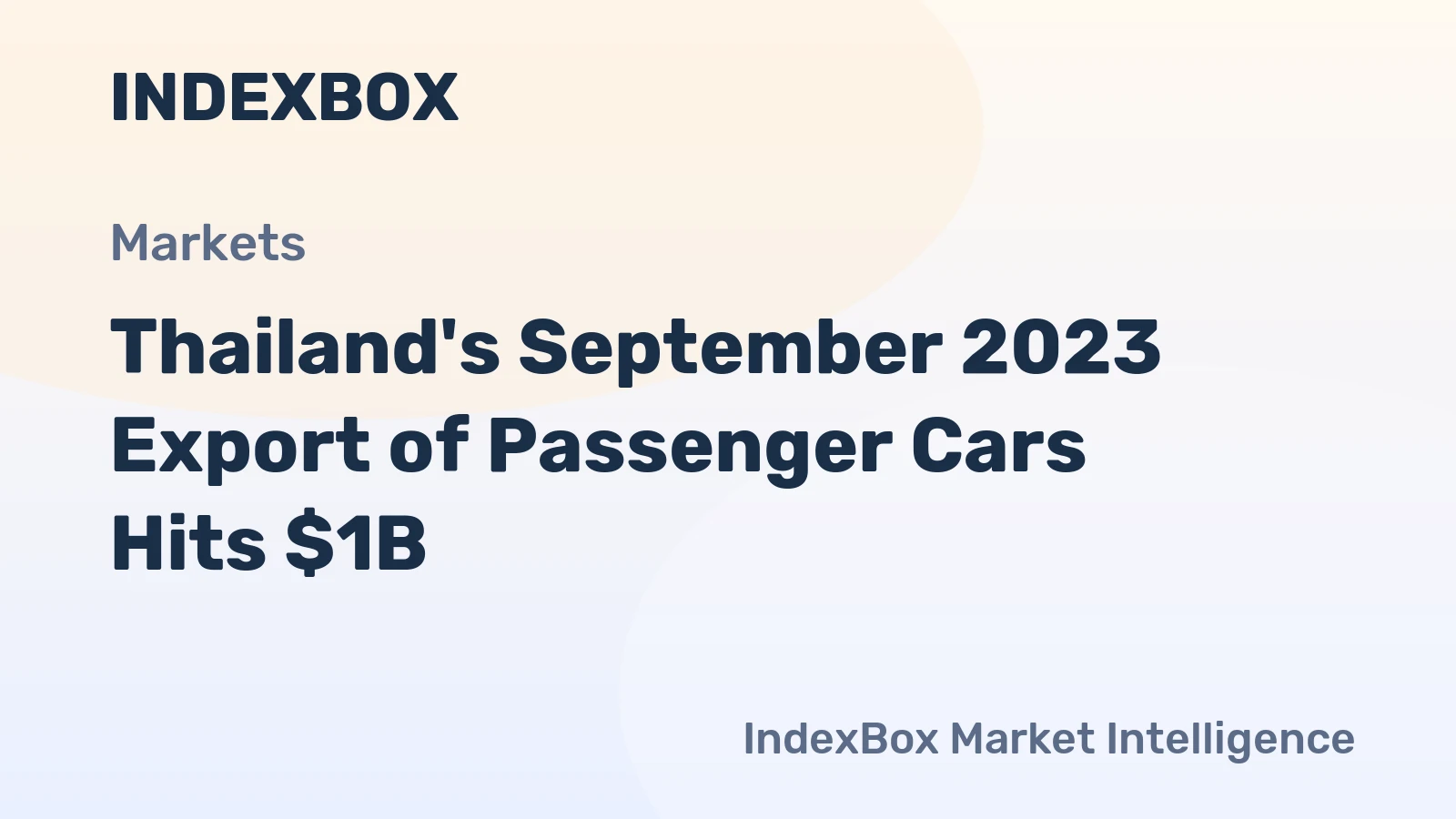 Thailand's September 2023 Export of Passenger Cars Hits $1B