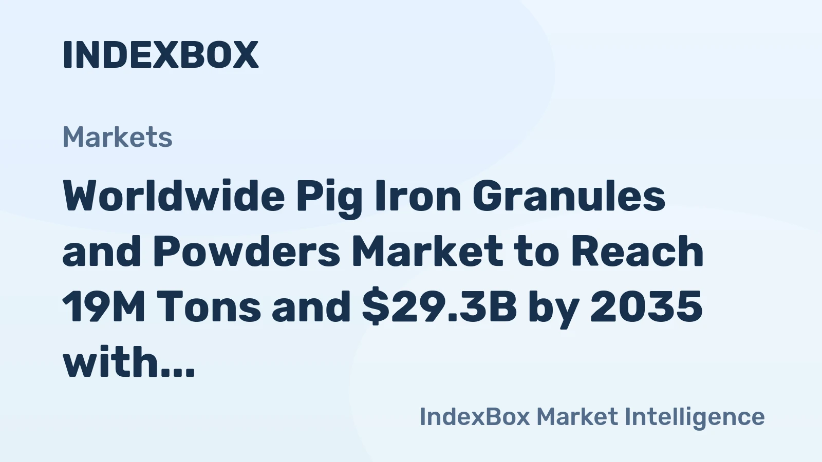 Worldwide Pig Iron Granules and Powders Market to Reach 19M Tons and $29.3B by 2035 with +0.9% and +1.6% CAGR