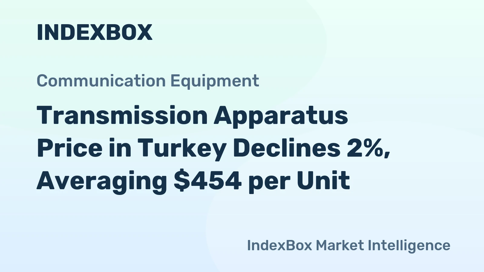 Transmission Apparatus Price in Turkey Declines 2%, Averaging $454 per Unit