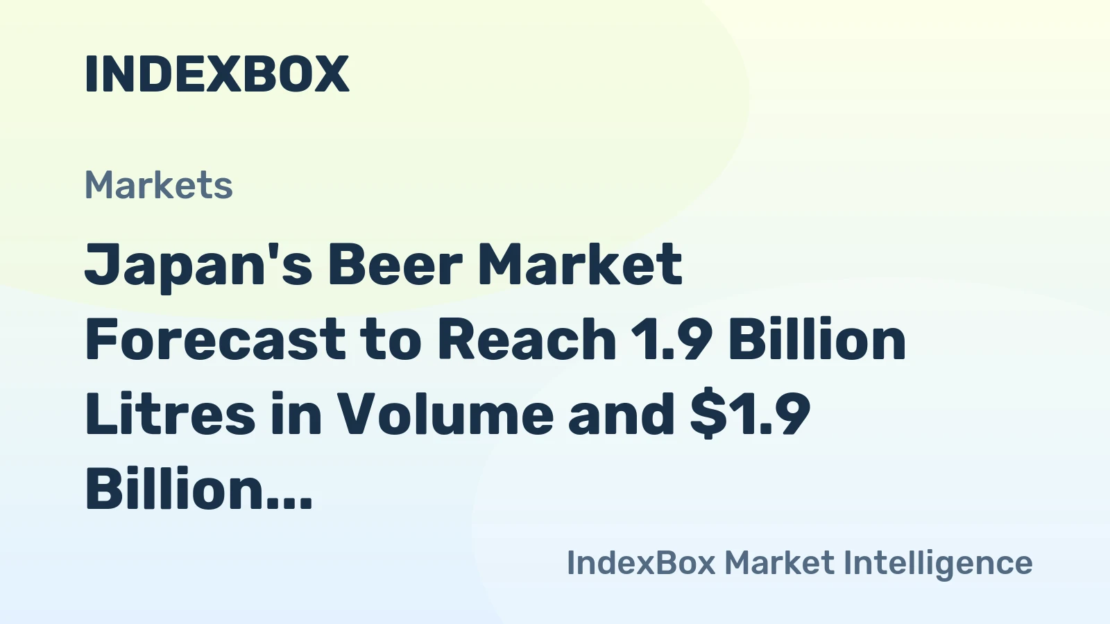 Japan's Beer Market Forecast to Reach 1.9 Billion Litres in Volume and $1.9 Billion in Value by 2035