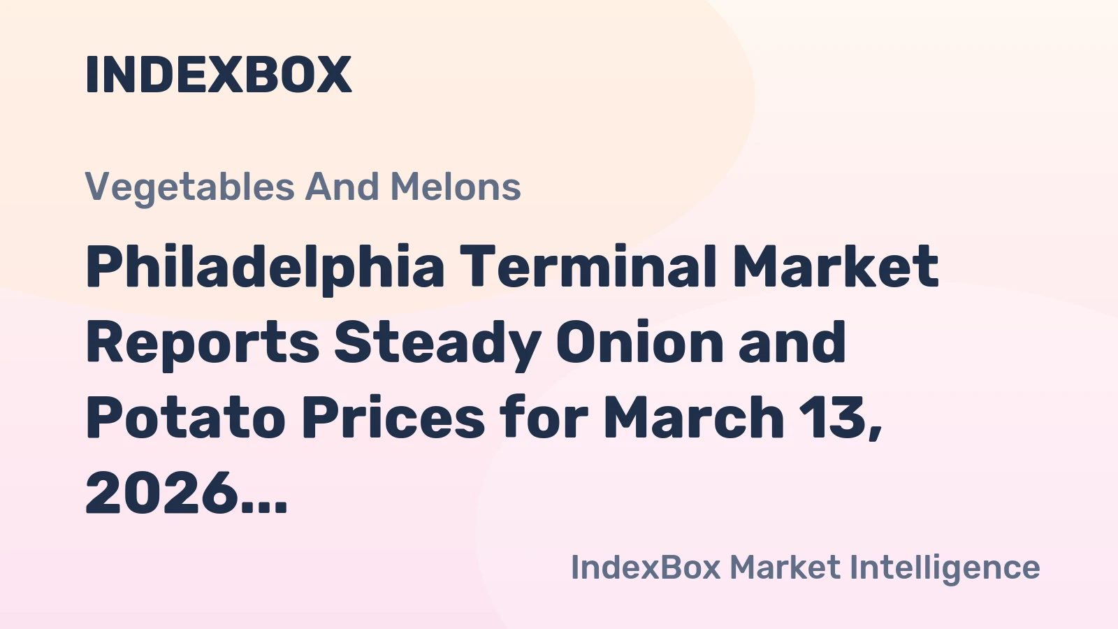 Philadelphia Terminal Market Reports Steady Onion and Potato Prices for March 13, 2026