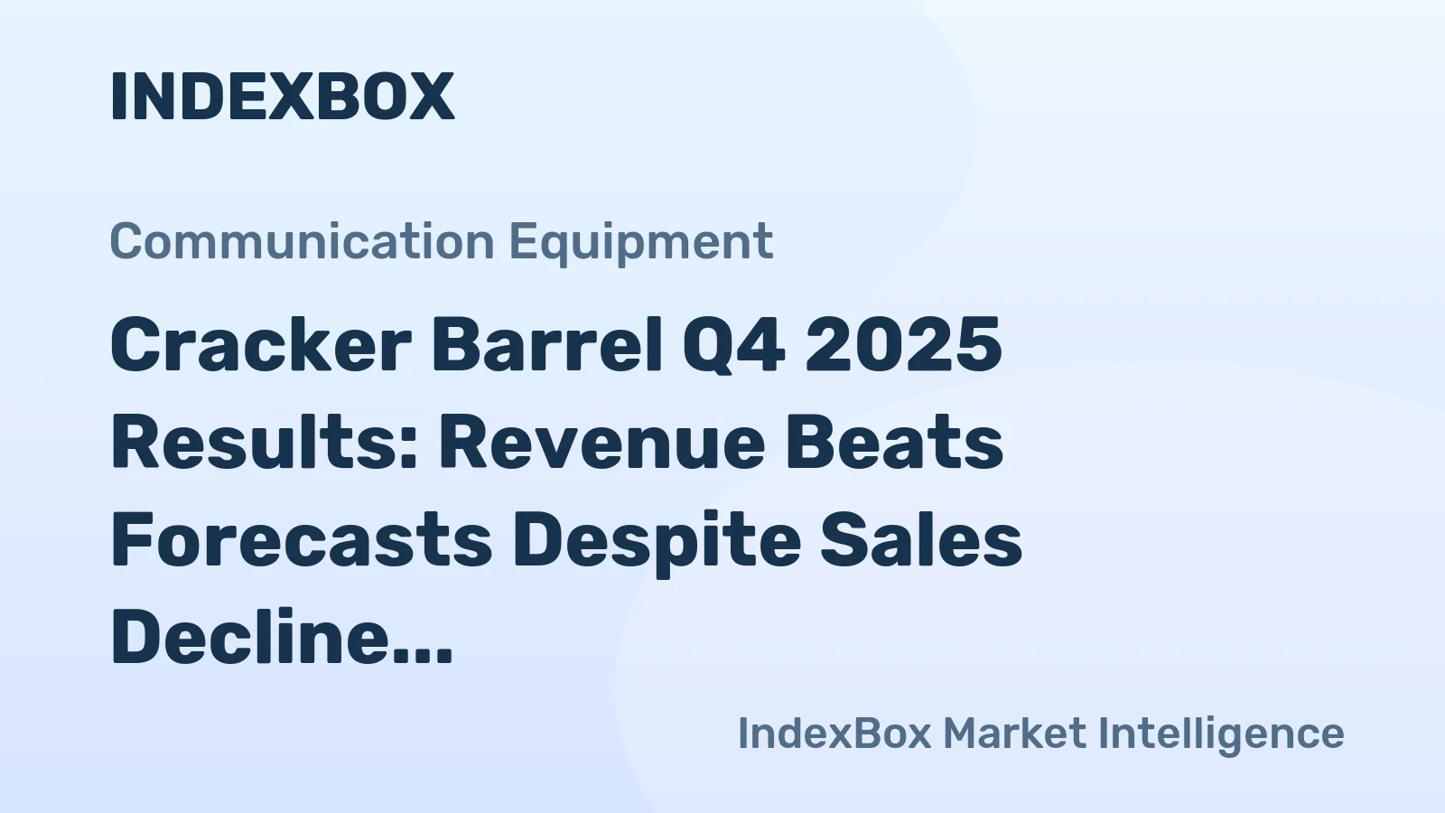 Cracker Barrel Q4 2025 Results: Revenue Beats Forecasts Despite Sales Decline
